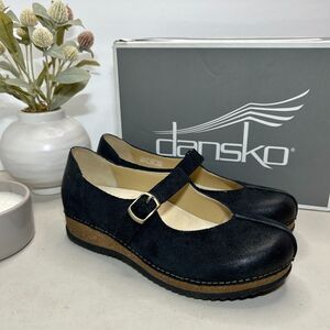 Dansko Mika Burnished Suede Mary Jane Clog Black 9606-100200 Women's 39/8.5